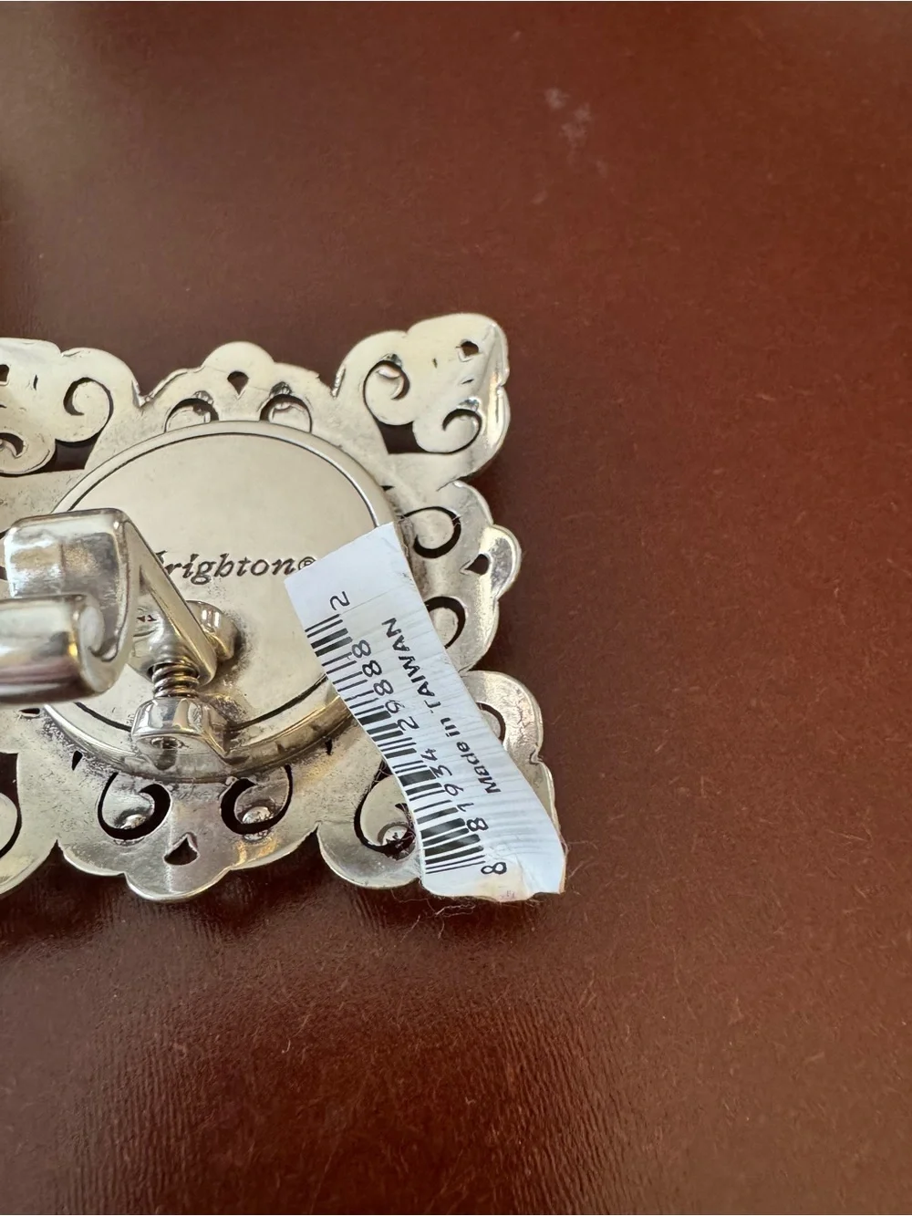 Brighton Silver Filigree Miniature Clock with White Pouch